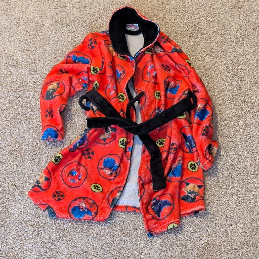 Disney PJ Masks Kids Bathrobe Red Black Gekko Owlette Catboy Fleece Robe OS